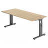 Höhenverstellbarer Schreibtisch MEGA 19 G in Eiche-Optik mit graphitfarbenem Gestell von hjh OFFICE PRO