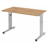 Höhenverstellbarer Schreibtisch MEGA 612 S in Asteiche mit silbernem Gestell von hjh OFFICE PRO