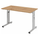 Höhenverstellbarer Schreibtisch MEGA 612 S in Asteiche mit silbernem Gestell von hjh OFFICE PRO