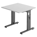 Höhenverstellbarer Schreibtisch MEGA 8 G in Grau und Graphit mit quadratischer Platte von hjh OFFICE PRO