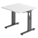 Höhenverstellbarer Schreibtisch MEGA 8 G mit weißer Platte und graphitfarbenem Untergestell von hjh OFFICE PRO
