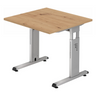 Höhenverstellbarer Schreibtisch MEGA 8 S in Asteiche und Silber mit quadratischer Platte von hjh OFFICE PRO