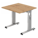 Höhenverstellbarer Schreibtisch MEGA 8 S in Asteiche und Silber mit quadratischer Platte von hjh OFFICE PRO