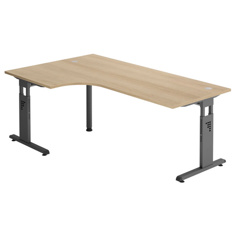 L-förmiger Schreibtisch MEGA 82 G in Eiche mit graphitfarbenem Gestell von hjh OFFICE PRO