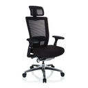 High-End-Bürostuhl NOVA PRO I in Schwarz mit Netzrückenlehne, Kopfstütze und glänzendem Fußkreuz von hjh OFFICE
