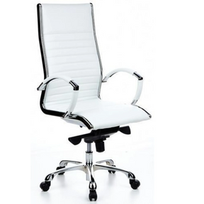 Profi-Chefsessel PARMA 20 in Cremeweiß mit horizontaler Steppung und Chromgestell von hjh OFFICE