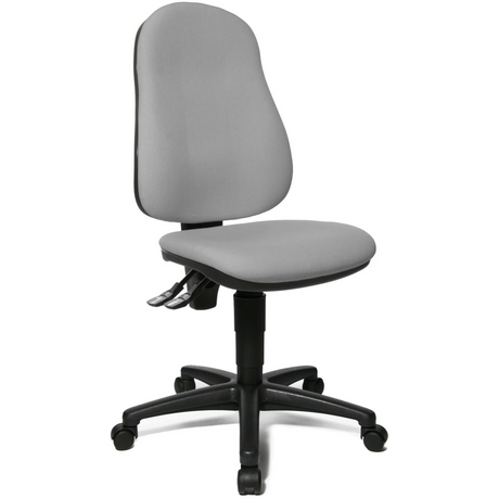 Homeoffice-Bürostuhl POINT 60 mit grauem Stoffbezug und schwarzem Fußkreuz auf Rollen von Topstar