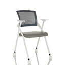 Grauer Klappstuhl PRIORITY II W PU mit Netzrückenlehne, Armlehnen und Rollen von hjh OFFICE