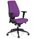 Profi-Bürostuhl PRO-TEC 500 mit lila Stoffbezug, schwarzen Armlehnen und Rollenkreuz von hjh OFFICE