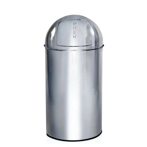 Mülleimer PUSH 50L aus glänzendem Chrom mit Push-Deckel von hjh OFFICE