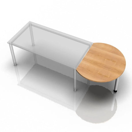 Ansatztisch QA60 / QA80 / QA160 mit einer halbkreisförmigen Platte in Nussbaum-Optik von hjh OFFICE PRO