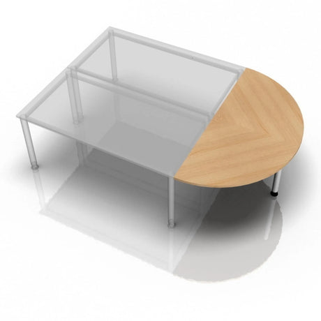 Ansatztisch QA60 / QA80 / QA160 in Eicheoptik mit einer halbkreisförmigen Platte von hjh OFFICE PRO