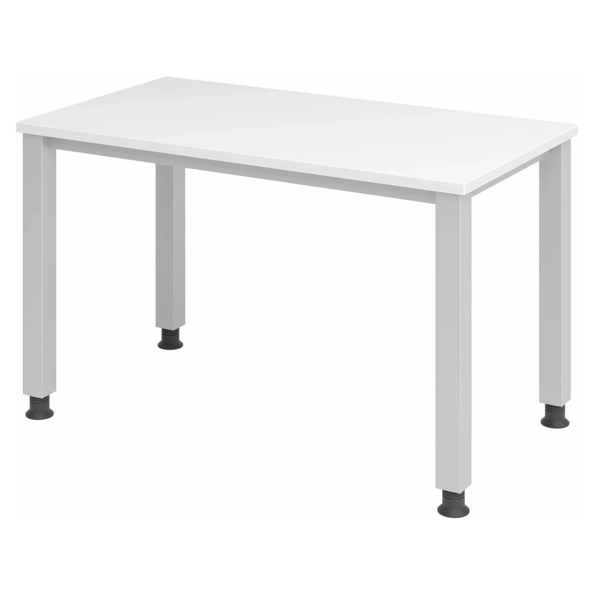Höhenverstellbarer Schreibtisch QUEO 612 S in Weiß und Silber mit vier Beinen von hjh OFFICE PRO
