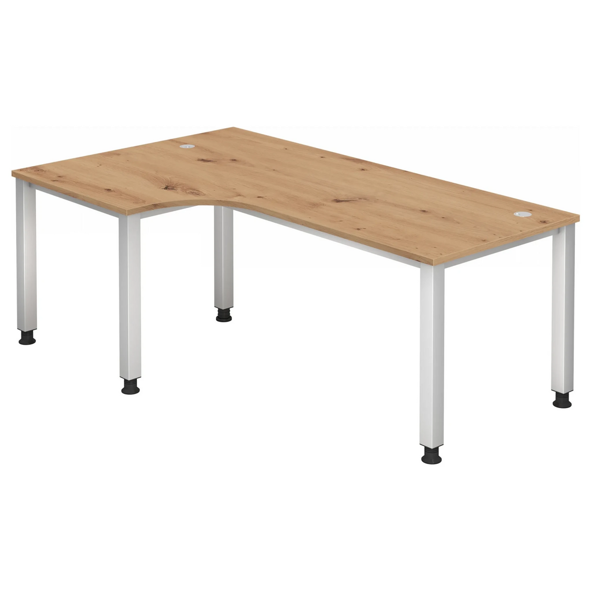 Höhenverstellbarer Schreibtisch QUEO 82 S in Asteiche mit weißen Beinen von hjh OFFICE PRO