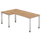 Höhenverstellbarer Schreibtisch QUEO 82 S in Asteiche mit weißen Beinen von hjh OFFICE PRO