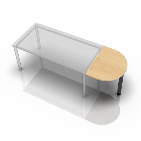 Ansatztisch RA60 G / RA80 G / RA160 G mit heller Ahornholz-Platte und halbrundem Abschluss von hjh OFFICE PRO