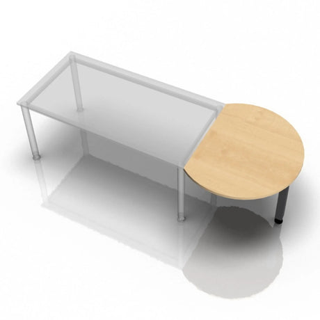 Ansatztisch RA60 G / RA80 G / RA160 G in Ahorn-Optik mit einer halbrunden Platte und Metallbeinen von hjh OFFICE PRO