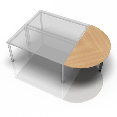 Ansatztisch RA60 G / RA80 G / RA160 G mit einer halbkreisförmigen Tischplatte in Eiche-Optik von hjh OFFICE PRO
