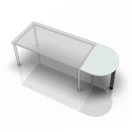 Grauer Ansatztisch RA60 G / RA80 G / RA160 G mit ovaler Tischplatte und schlanken Beinen von hjh OFFICE PRO
