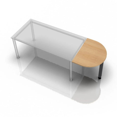 Ansatztisch RA60 G / RA80 G / RA160 G in Eiche-Optik mit halbrunder Tischplatte von hjh OFFICE PRO