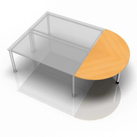 Ansatztisch RA60 / RA80 / RA160 in Buche-Optik mit halbrunder Tischplatte von hjh OFFICE PRO