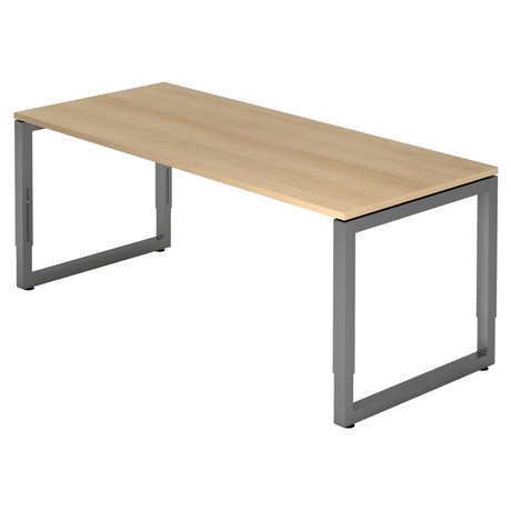 Höhenverstellbarer Schreibtisch REGO 19 G in Eiche mit graphitfarbenem Gestell von hjh OFFICE PRO