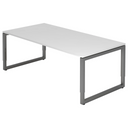 Höhenverstellbarer Schreibtisch REGO 2E G mit weißer Tischplatte und graphitgraunem Gestell von hjh OFFICE PRO