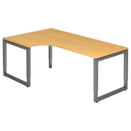 Höhenverstellbarer Schreibtisch REGO 82 G in Buche-Optik mit graphitfarbenem Gestell von hjh OFFICE PRO