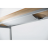 Horizontaler Kabelkanal RKW S in silberner Farbe unter einer Holzplatte von hjh OFFICE PRO
