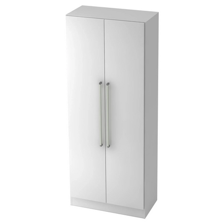 Weißer Aktenschrank SIGNA G 7100 mit zwei Türen und silbernen Chromgriffen von hjh OFFICE PRO