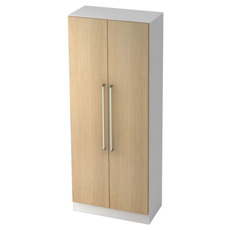 Aktenschrank SIGNA G 7100 in Weiß und Eiche mit zwei Türen und Chromgriffen von hjh OFFICE PRO