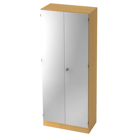 Aktenschrank SIGNA K 6100 SG in Buche mit silberfarbenen Metalltüren und Schloss von hjh OFFICE PRO