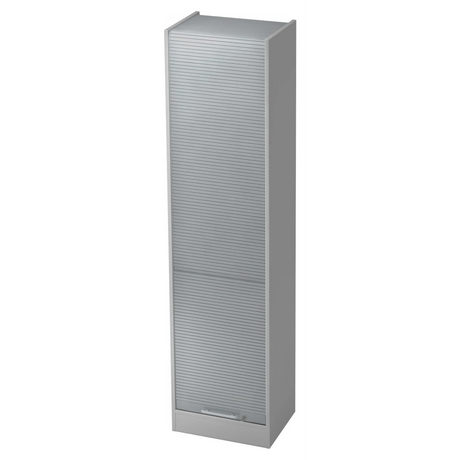 Grauer Schrank SIGNA R 50 mit silbernem Relinggriff und Kunststofffront von hjh OFFICE PRO