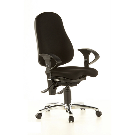 Schwarzer Profi-Bürostuhl SITNESS 10 mit Armlehnen und poliertem Fußkreuz von Topstar