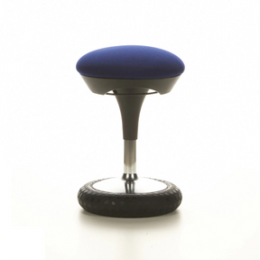 Blaue Stehhilfe SITNESS 20 mit rundem, gepolstertem Sitz und schwarzem Fußring von Topstar