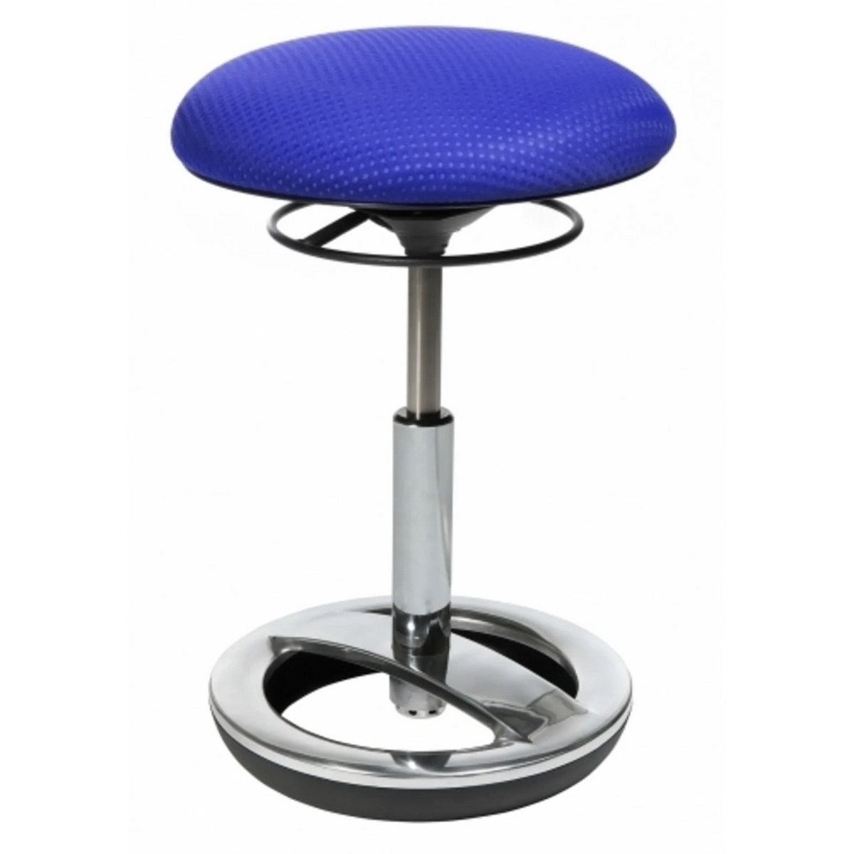 Stehhilfe SITNESS BOB mit blauem Bezug und einem glänzenden Standfuß aus Metall von Topstar