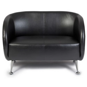 Schwarzes Loungesofa ST. LUCIA als Zwei-Sitzer mit glänzenden Metallfüßen von hjh OFFICE