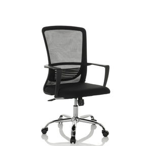 Homeoffice-Bürostuhl STAR-TEC S in Schwarz mit Netzrückenlehne und glänzendem Fußkreuz von hjh OFFICE