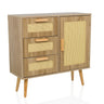 Hellbraunes Sideboard STRYN mit drei Schubladen, einer Schranktür und Wiener Geflecht von hjh LIVING