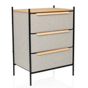 Kommode STUVAR in Taupe mit drei Schubladen, Holzgriffen und schwarzem Metallgestell von hjh LIVING