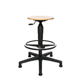Counterstuhl Tec 60 mit Sitzfläche aus Buche, schwarzem Gestell und Fußring von Topstar