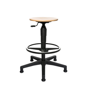 Counterstuhl Tec 60 mit Sitzfläche aus Buche, schwarzem Gestell und Fußring von Topstar