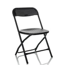 Schwarzer Outdoor-Stuhl TUDELA XXL PRO mit perforierter Sitzfläche und Rückenlehne von hjh OFFICE