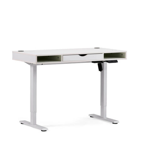 Elektrisch höhenverstellbarer Schreibtisch Worktime Style in Weiß mit integrierter Schublade von hjh OFFICE