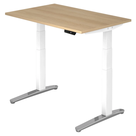 Elektrisch höhenverstellbarer Schreibtisch XBHM 12 WC in Eiche mit weißem Gestell von hjh OFFICE PRO