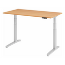 Elektrisch höhenverstellbarer Schreibtisch XBHM 14 SS mit buchenfarbener Platte und weißem Gestell von hjh OFFICE PRO