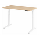 Elektrisch höhenverstellbarer Schreibtisch XBHM 14 WW mit weißem Gestell und Tischplatte in Eiche von hjh OFFICE PRO