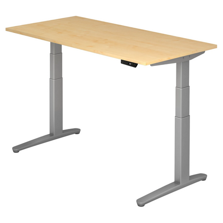 Elektrisch höhenverstellbarer Schreibtisch XBHM 16 SS in Ahorn mit grauen Beinen von hjh OFFICE PRO