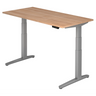Elektrisch höhenverstellbarer Schreibtisch XBHM 16 SS mit Nussbaumnachbildung und grauem Gestell von hjh OFFICE PRO