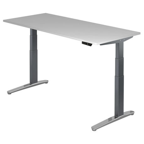 Elektrisch höhenverstellbarer Schreibtisch XBHM 19 GC in Grau mit digitalem Display von hjh OFFICE PRO